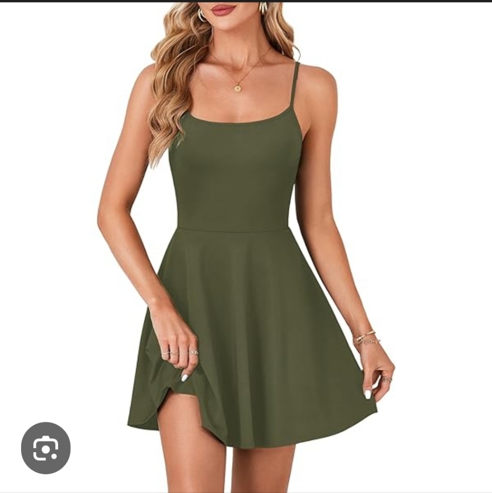 Athleisure Dress With Built In Shorts Olive XL